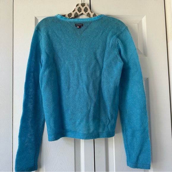 Vintage Tommy Hilfiger Blue Mohair Blend V-neck Sweater - Picture 4 of 5